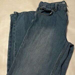 Cat & Jack Boys Relaxed Straight Blue Wash Orange Thread Jeans Size 14 Husky